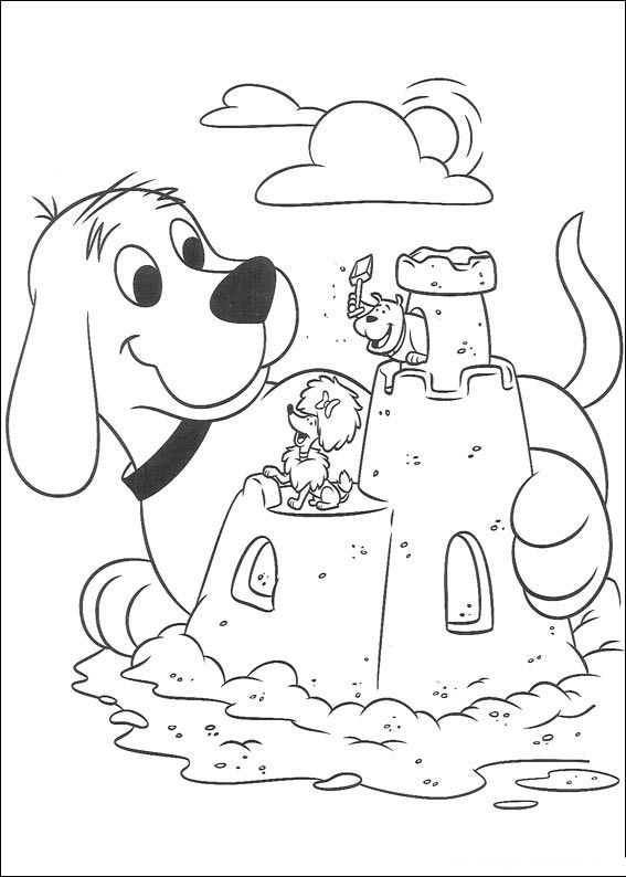 coloriage clifford et le chateau de sable